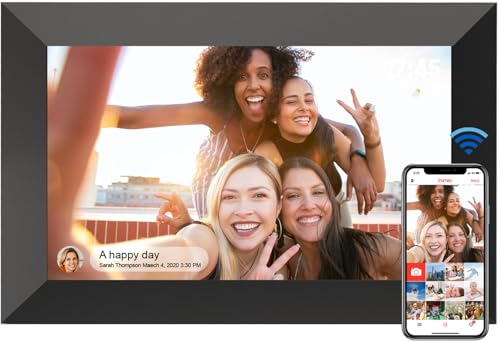 YUUTY WLAN Digitaler Bilderrahmen, 10,1 Zoll 32GB FRAMEO Elektronischer Bilderrahmen, 1280x800 HD IPS LCD Touchscreen Foto Rahmen, Automatische Rotation, Teilen Sie Fotos Sofort Von überall Aus