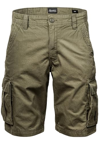 REPUBLIX Herren Cargoshorts Männer Kurze Bermuda Hose Regular Fit R7027 Olive W34