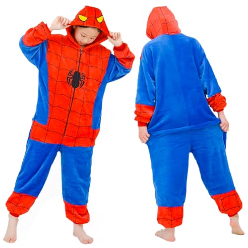 Onesie Pyjama Kinder,Schlafanzug Onesie Kinder,Schlafanzug Einteiler Kinder Winter,Schlafoverall Kinder Winter Fleece,Schlafanzug Kinder Jungen Onesie für Cosplay Verkleidung Karneval Party Halloween