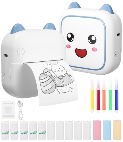 Zounin Mini Drucker, Tragbarer Fotodrucker, Smartphone Bluetooth Drucker (Blau)