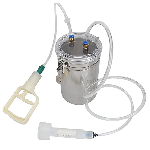 Manuelle Melkmaschine, 2L Kapazität tragbare elektrische Melkmaschine Kit, Edelstahl-Impuls-Melkgerät, Vakuumpumpe Ziege Kuh Melkmaschine für Milchwerk, Milchviehbetrieb, Schaf