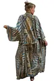 Jarseila Damen Kaftan Boho Kimono Lange Strickjacke Damen Kaftan Strandkleid Übergroßer Bikini Cover Up Geräumige Vertuschungsroben Sommer Beachwear Blau-Gestreift