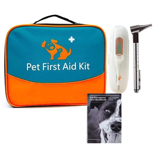 Erste-Hilfe-Set für Haustiere für Hunde, Katzen, Kaninchen und andere Tiere, mit Thermometer, Spritze, Otoskop, perfekt für die Pflege zu Hause und Notfälle auf Reisen im Freien
