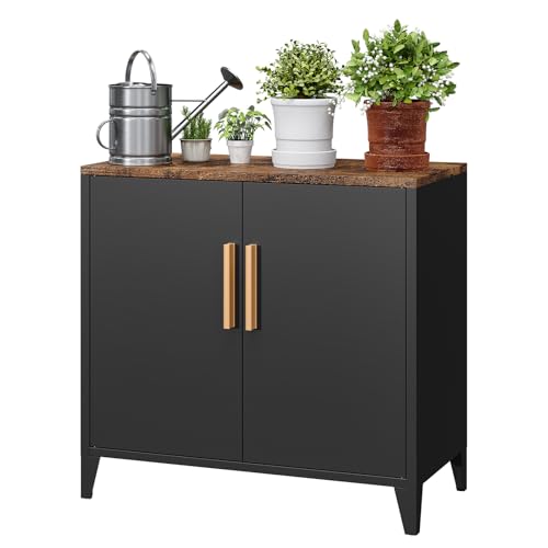 Sightlife Metallschrank Aufbewahrungsschrank Metall kommode Sideboard Küchenschrank Balkonschrank Beistellschrank Gartenschrank Aktenschrank Flurschrank Verstellbarer Einlegeboden 40T x 80B x 76H cm