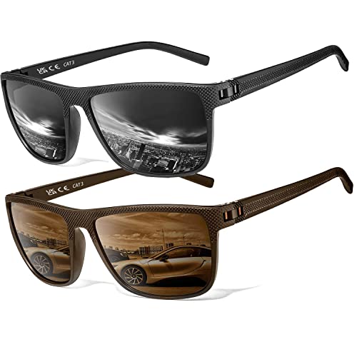 Perfectmiaoxuan Polarisierte Sonnenbrille Herren/Damen, Vintage Elegant Brillengestell Klassisch, HD-Pilotobjektive; Outdoor-Sportarten,Golf,Fahren,Angeln,Reisebrille Mode Sonnenbrille
