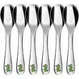 GRÄWE Kinderlöffel 16 cm, 6-teilig, Kinderlöffel-Set, Edelstahl, Kinderbesteck, für Jungen und Mädchen, Motiv Krokodil