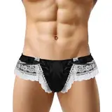 WKAYsIV Boxershorts Classic Herren Dreieck-Slip, T-Rücken, Schleife, sexy Unterwäsche Boxershorts Herren Pack (Black, XL)