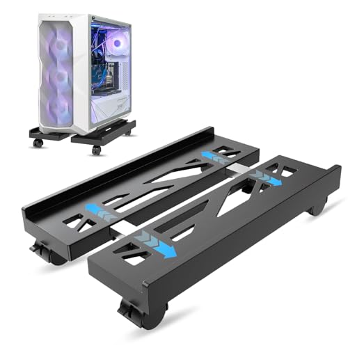 Pc Ständer mit Rollen,CPU Ständer PC Stand,CPU Ständer,pc ständer,pc Halterung unter Schreibtisch für Computergehäuse Hauptrahmen (Schwarz)