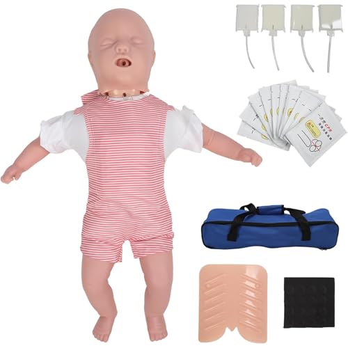 Pounjsd Erste-Hilfe-Modell Für Kleinkinder, CPR-Puppe für Kleinkinder, Professionelle Trainingspuppe für Säuglinge, Trainingspuppe für Erste Hilfe Training, HLW-Puppe Mit Tasche, Reanimationspuppe