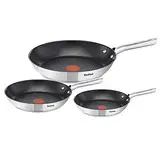 TEFAL Duetto 3-teiliges Pfannen-Set 20/24/28 cm, Pfanne Induktion, Thermo-Signal bei idealer Brattemperatur, sichere Antihaftversiegelung, für alle Herdarten geeignet, leichte Reinigung, A704S3