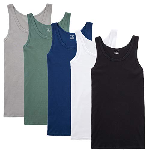 NUOZA Unterhemd Herren Tank Top 5er Pack Feinripp Muskelshirts Baumwolle alle Größen und Farben-Mix,XL