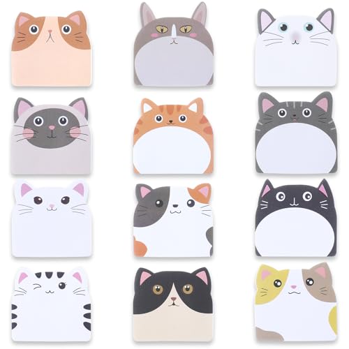LLOUSSAK 270 Niedliche Haftnotizen, Niedliche Selbstklebende Cartoon-Katze Haftnotizen Lustige Kinder-Haftnotizen Kawaii Schulbedarf Notizblock zum Notieren,Notizen machen,Studenten,Zuhause,Büro