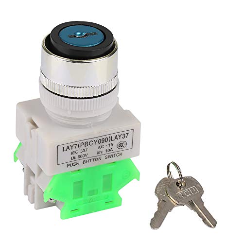 Schlüsselschalter 3 Positionen Sicherheits Sperrschalter, LAY37-20Y/31 Schlüsselschalter 220V 5A Drehwähler 22mm Montageloch mit 2 Schlüsseln