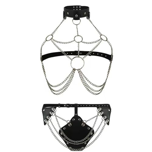 YIOTMOP Damen Sexy Body Harness Lingerie Sexy Aushöhlen Leder Bh Brustgurt Fetisch Erotik Dessous Kit Bondageset Riemenbody Brustgurte SM Fesseln & Bondage Sexspielzeug für Frauen