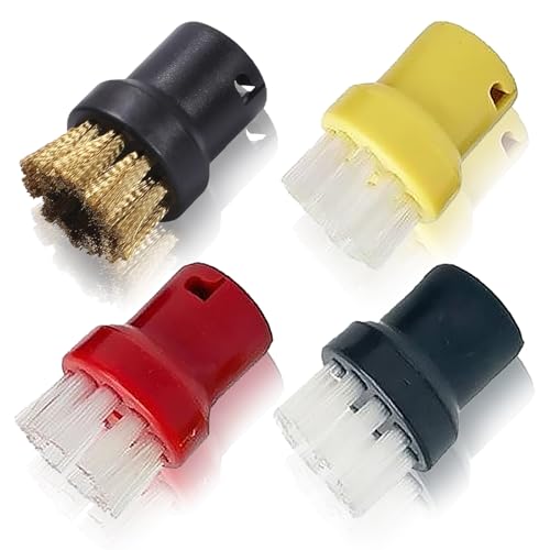 4 Stück Kärcher Dampfreiniger Zubehör, Hitzebeständig Zubehör für Kärcher Dampfreiniger Multi Dampfreiniger Ersatzteile Sätze Mundstück Düse Rundbürsten Bodendüse Kompatibel SC1 SC2 SC3 SC4 SC5