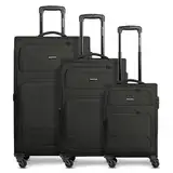 SMARTBOX Weichgepäck Koffer-Set 3-teilig für Damen & Herren | leichte & stabile Reise-Trolleys, hochwertiges Softcase, 4 Rollen & Zahlenschloss |erweiterbar mit Dehnfalten (Edition 04)