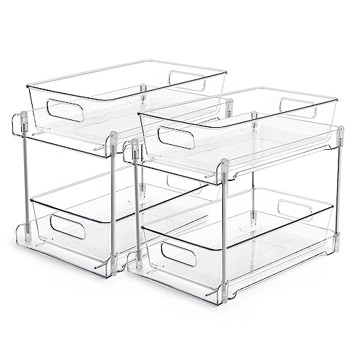 Vtopmart Multifunktionale Spülschrank Organizer, 2 Pack Küchenschrank Organizer, Doppelschicht Unterschrank Organizer für Spüle, Küche, Badezimmer, Schließfach