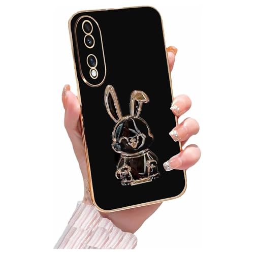 Miagon Kaninchen Ständer Hülle für Oppo A38 4G,Cute Mädchen Dünn Galvanisierte Schutzhülle Weiches Case Bumper mit Hase Skalierbar Halter Kickständer