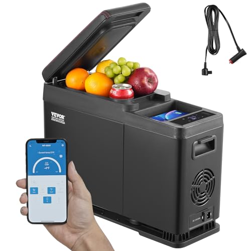 VEVOR 12 V Kühlschrank Kühlbox Auto, tragbarer 8 L Gefrierschrank Einzelzone, einstellbarer Temperaturbereich von -20 °C bis 20 °C, 12/24 V DC / 100–240 V AC, Kompressorkühler Outdoor, Camping