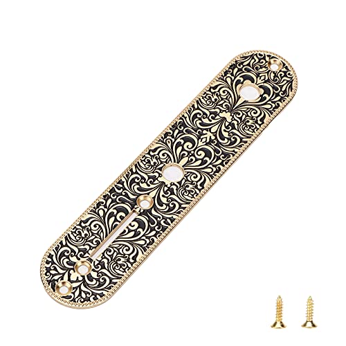 Eujgoov E-Gitarren-Bedienplatte, Metallgeschnitzte Telecaster E-Gitarren-Bedienplatte(Gold)