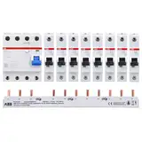 ABB 1x FI F204A-40/0,03 + 8x ABB LS-Schalter S201-B16 + 1x PS3/12+FI Fix Sammelschiene
