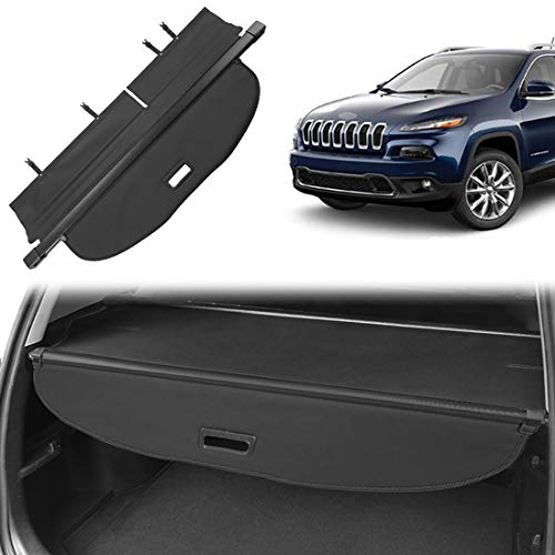 OREALTOOL Laderaumabdeckung Kofferraum Schutz Abdeckung Cargo Cover für Jeep Cherokee 2014-2018 Schwarz Ausziehbar Kofferraumabdeckung Rollo