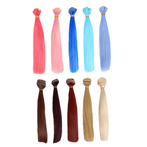 NUOBESTY 10St Puppe Perücke perücken zubehör Wig zubehör Puppenrestaurierung Puppenhaarbündel DIY Puppenperücke Bastelpuppen Puppenperücken Hochtemperaturfaserperücke Hochtemperaturdraht