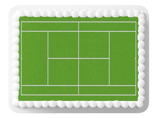 Top That Zuckerfolie, Motiv: Gras-Tennisplatz, DIN A4, bedruckt, 1 Stück, als Dekoration, essbar, Kuchenauflage, perfekt für große Kuchen, Wimbledon