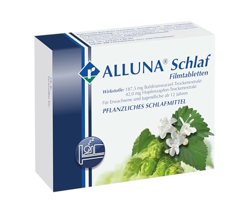 ALLUNA Schlaf - pflanzliches Schlafmittel zur Besserung von Ein- und Durchschlafproblemen - gut verträglich, keine Abhängigkeit - 1 x 60 Filmtabletten