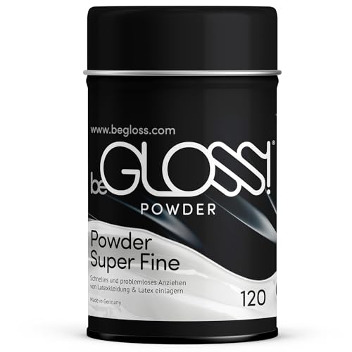 beGLOSS TALKUM POWDER - 120 Gramm Latex Puder - Anziehhilfe Latexpuder für Latex und Gummi Kleidung