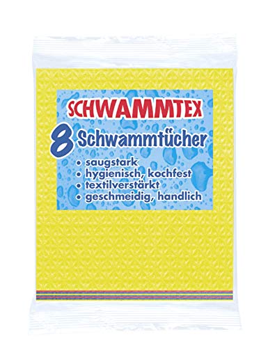 Spontex Schwammtuch 8er Vorteilspack, extrem saugfähig und langlebig, aus Viskose, biologisch abbaubar (1 x 8 Stück)