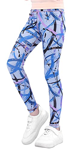 SEAUR Mädchen Sport Leggings Lang Yogahose Muster Eng Jogginghose Laufhose Sporthose Trainninghose - 134/140