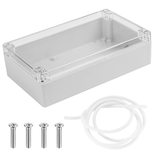 ABS Plastik Elektronische Gehäuse Box, Wasserdichte IP65 Leergehäuse Kunststoff Gehäuse mit Klar Deckel, Industriegehäuse, Abzweigdose Anschlussdose Verteilerdose Anschlusskasten, 200 x 120 x 56 mm