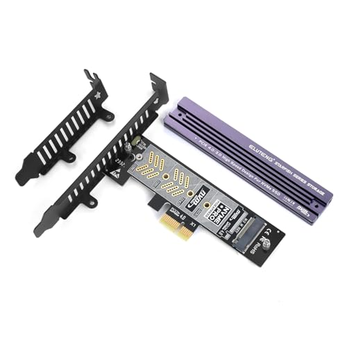 ELUTENG M.2 NVMe zu PCIe 4.0 X1 Adapter Karte, Aluminium-Kühlkörper-Lösung, M.2 SSD PCI Express NVMe Adapter Erweiterungskarte für PCIe 4.0/3.0 X1/X4/X8/X16 und 2230 2242 2260 2280 SSD