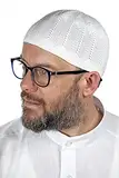ihvan online Türkische muslimische Kufi-Hüte für Männer, Taqiya, Takke, Peci, islamische Mützen, Ramadan Eid Islamische Geschenke, Standart Größe, weiß