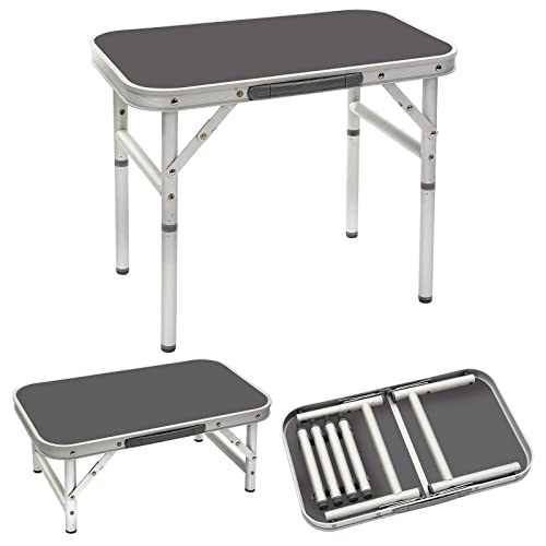 Bo-Camp Alu Mini Campingtisch Beistelltisch Koffertisch Garten 2 Höhen 34x56 Grau