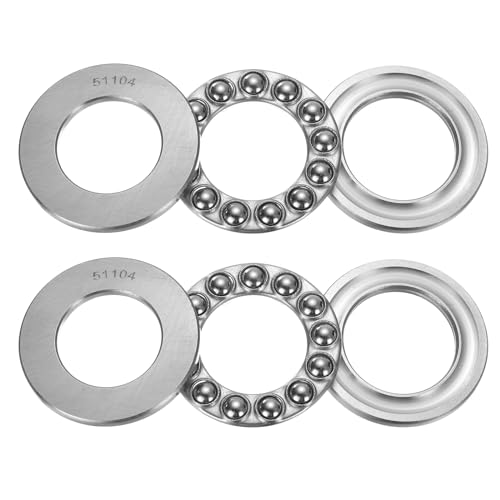 QUARKZMAN 4er Set 51104 Axial-Rillenkugellager 20mm x 35mm x 10mm Flach-Axial-Kugellager Einreihig, Chromstahl Gute Leistung (ABEC3)