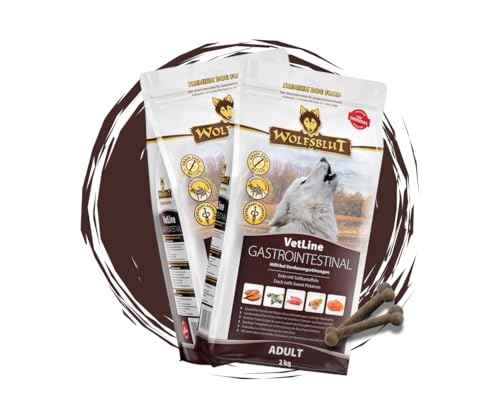 Wolfsblut Vetline Hundefutter - GASTROINTESTINAL, 2x2kg - Sparbundel, Sparpaket - inklusive Warnicks Tierfutterservice Hundesnack Goodie