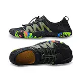 Mesing Wasserschuhe Barfußschuhe Schnell Trocknend Badeschuhe Schwimmschuhe Leicht rutschfest Strandschuhe Aquaschuhe für Herren Damen SUX1788-BlackGreen-EU38