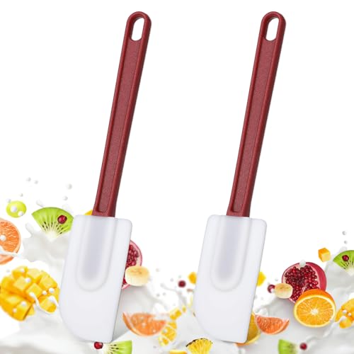 COMNICO Silikon Spatel Set, 2 Stück Teigschaber Silikon Set Flexible Gummispatel Kommerzieller Spatel Weicher Gummischaber Beständig Bis 260 °C zum Kochen in der Küche Mischen Braten Spülmaschinenfest