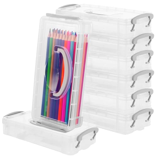 MUXHEL 8er-Set Stapelbare Stiftebox, 9.7 x 20.5 x 3.6cm Durchsichtige Bleistiftboxen, Stifte Aufbewahrung, Schreibtisch Organizer, Stifthalter Bürobedarf für Aquarellstift, Zeichnungs Werkzeuge