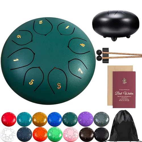 Rain Drum for Outside Garden, Steel Tongue Drum Rain Chime, 8 Note 6 Inch Chakra Drum for Rain, Metal Tongue Drum Rain Chimes Outside, For Musical Education Entertainment Meditation Yoga Zen Gifts (C)