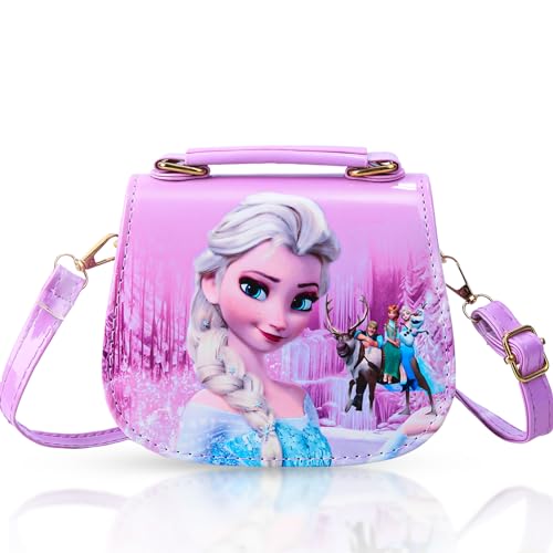 Chukua Kinderhandtasche Elsa - Tasche Eiskönigin Umhängetasche Kinder Mädchen Prinzessin Handtasche Kindertasche Schultertasche mit Verstellbarem Gurt zum Ausgehen oder Reisen, Geschenke Mädchen Girls