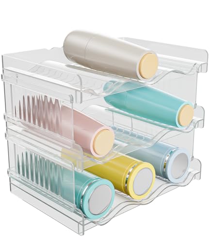 Flaschenregal Stapelbar Weinregal,3 Ebenen Stapelbar Kühlschrank Organizer,Weinregal Klein Weinflaschen Halter,Vorratskammer Organizer,Flaschenaufbewahrung Wasserflaschenhalter für Küchenarbeitsplatte