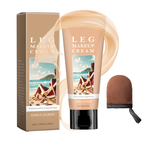 Tattoo Abdecken Wasserfest Bein Make Up Wasserfest Besenreiser Abdecken Wird mit 1 Bräunungshandschuh Geliefert Wasserfest und Langanhaltend Deckt Effektiv Narben an Beinen und Körper Ab (100 G)