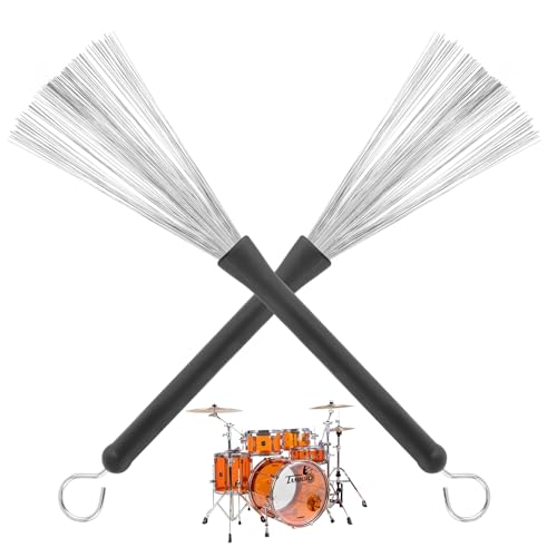 2 Stück Trommelbürsten,Einziehbare Jazz-Trommelbürste,Verstellbare Trommelbürste Draht,Schlagzeug Jazz Besen,Drum Stick Brush,Schlagzeugbesen,Tragbare Percussion-Bürste,für Schlagzeuger,Musikliebhaber