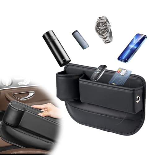 ZEPIQOR Aufbewahrungsbox für Autositze, Autositz Gap Organizer Storage Box Auto Mittelkonsole, Auto Zubehör Vordersitzen Seitentasche Car Seat Leder Aufbewahrung Tasche für Kleinigkeiten, Handys