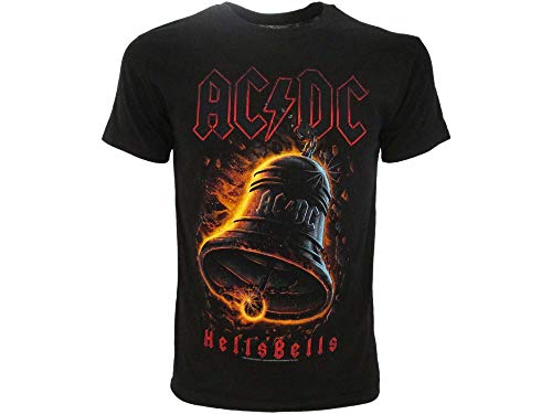 ACDC Herren T-Shirt AC/DC AC DC Original Hells Bells Offizielles schwarzes T-Shirt Glocken Hard Rock, Schwarz , Large