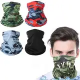 WJRQD 4er Pack Multifunktionstuch Bandanas für Herren und Damen - Sonnenschutz & Wärmeisolierung für Outdoor Aktivitäten wie Radsport,Ski,Motorradfahren oder Laufen - Loop Schal & Neckwarmer in einem