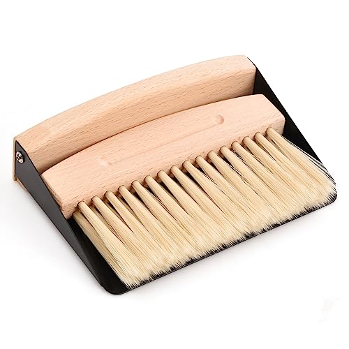 Woody Kleines Kehrblech und Handfeger Reinigungsset für Tisch, Mini Kehrblech und Handfeger für Zuhause, Kompaktes und exquisites Reinigungsset für den Schreibtisch